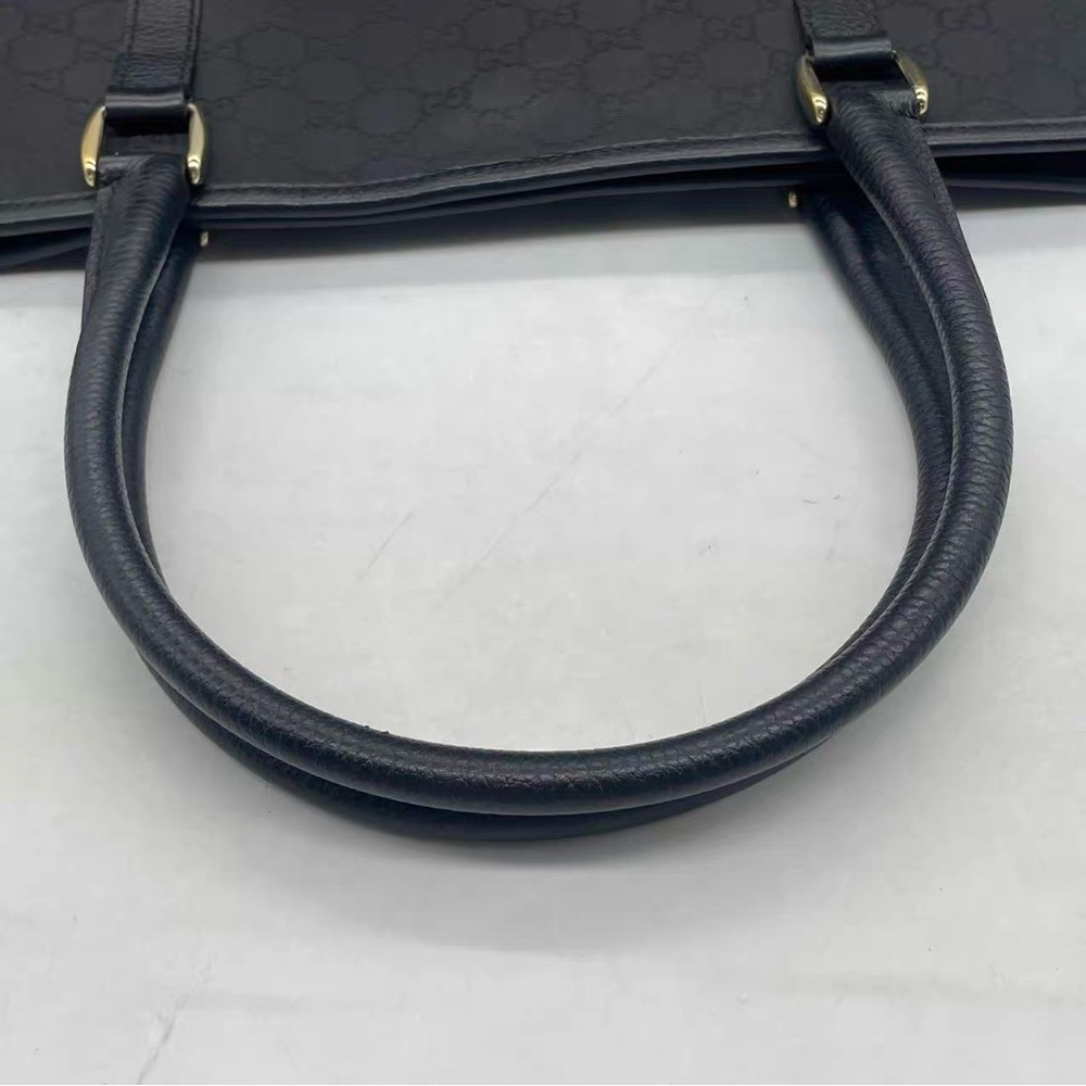 GUCCI GG Canvas Tote Bag Black Large Shopper Authentic Italy - Picture 5 of 16